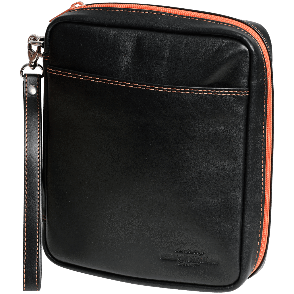 Erik Stokkebye 4th Generation Leather 4 Pipe & Tobacco Zipper Bag Black