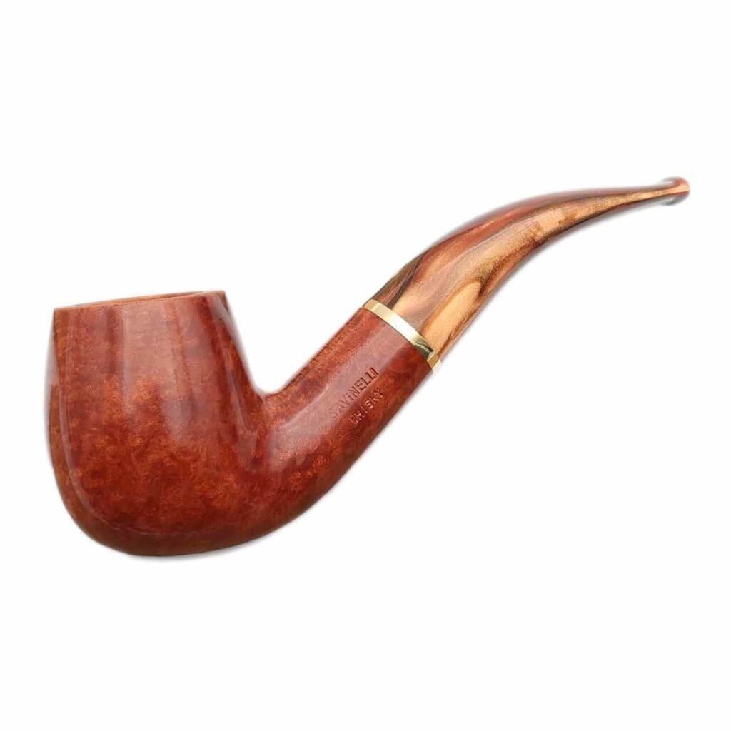 Savinelli Pipe: Whisky Smooth (616 KS) (6mm) Bent Billiard Tobacco Pipe
