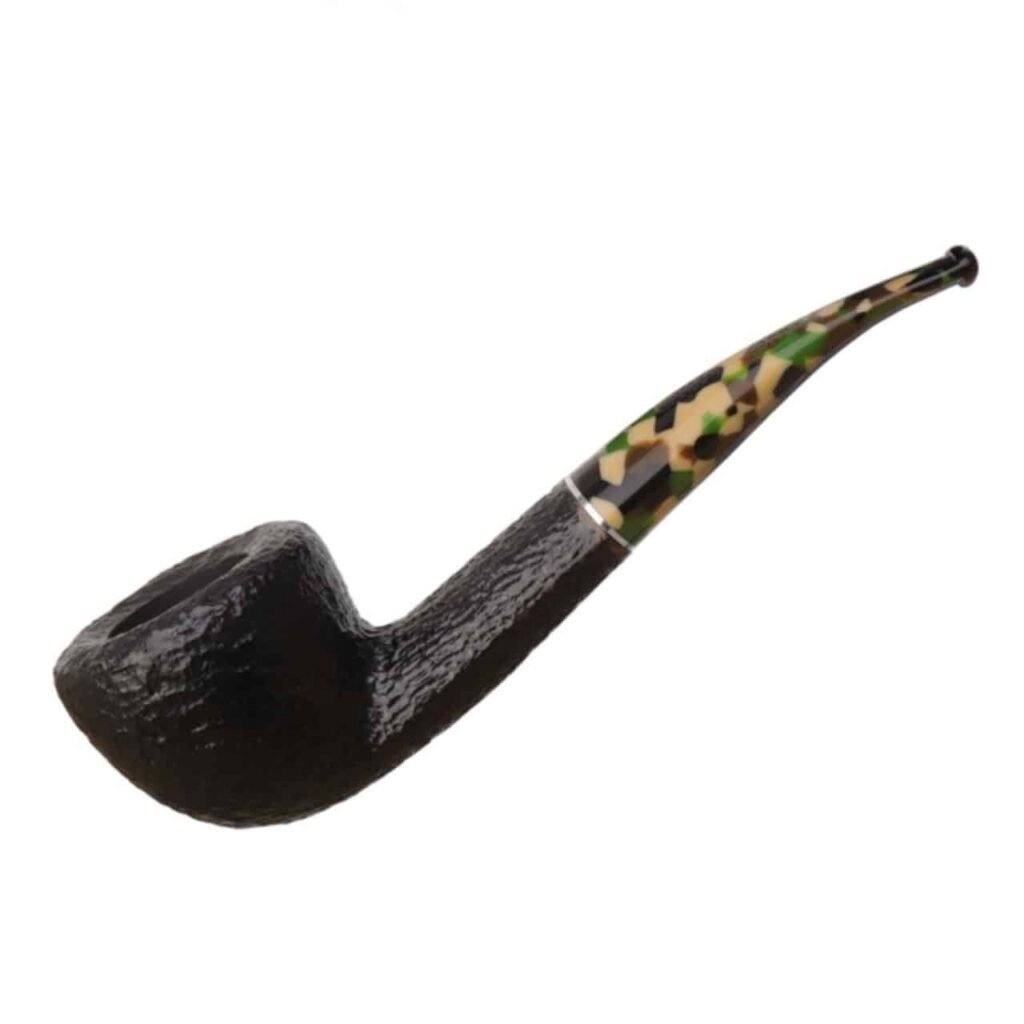 Savinelli Pipe: Camouflage Rusticated Black (316 KS) (6mm) Bent Pot Tobacco Pipe