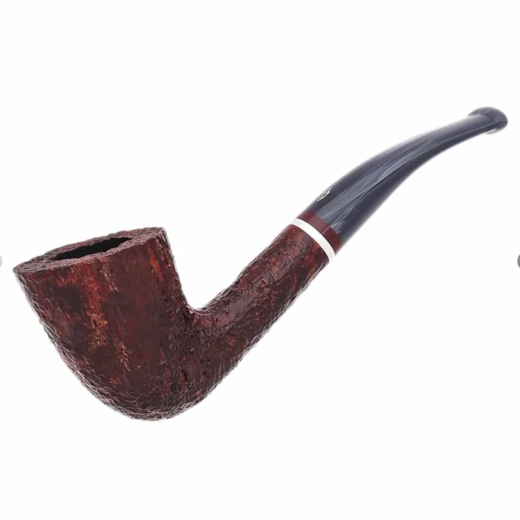 Savinelli Pipe: Lunaria Rusticated Bordeaux (920 KS) (6mm) Bent Dublin Tobacco Pipe