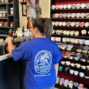 Boswell’s Pipes and Cigars Custom Logo T-Shirt Blue