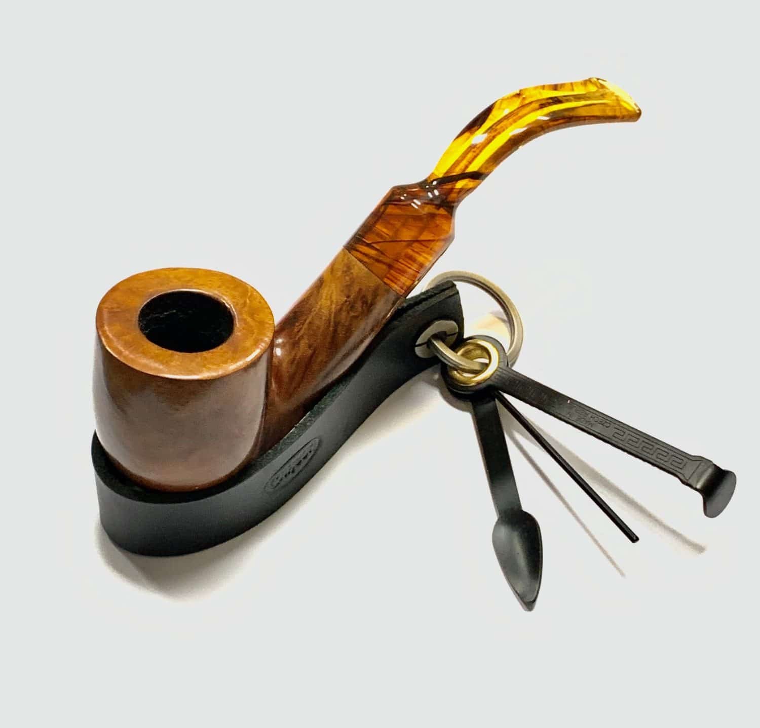 Chacom Black Leather One Pipe Stand with Pipe Tool - Image 2