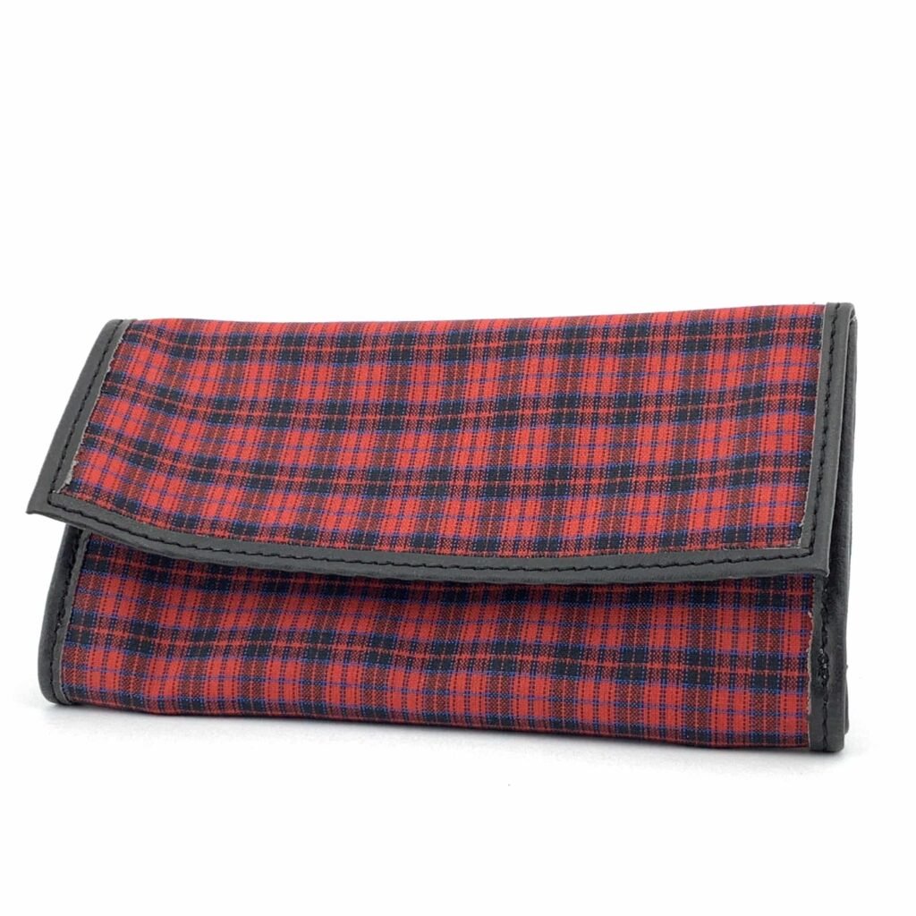 Castleford Plaid Red Roll-Up Tobacco Pouch
