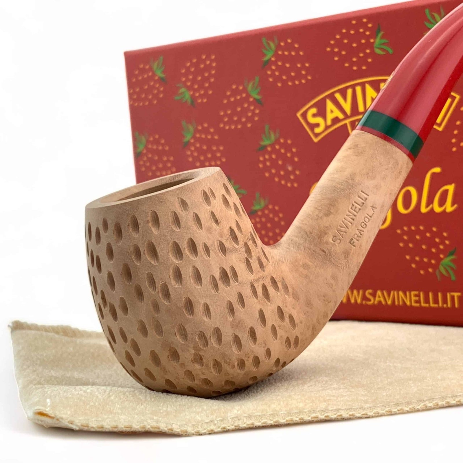 Savinelli Pipe: Fragola Rusticated Natural (602) (6mm) Bent Billiard Pipe - Image 4