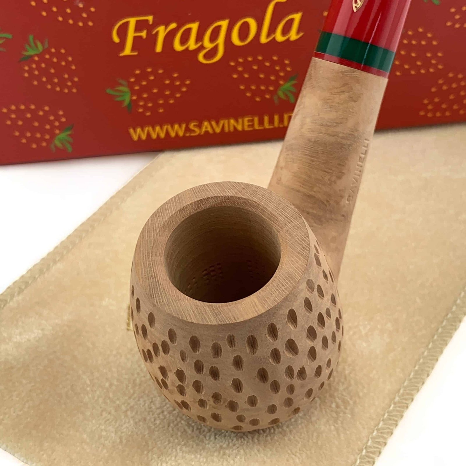 Savinelli Pipe: Fragola Rusticated Natural (602) (6mm) Bent Billiard Pipe - Image 6