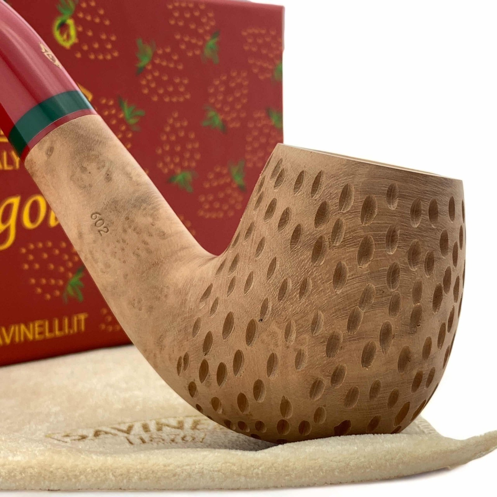 Savinelli Pipe: Fragola Rusticated Natural (602) (6mm) Bent Billiard Pipe - Image 7