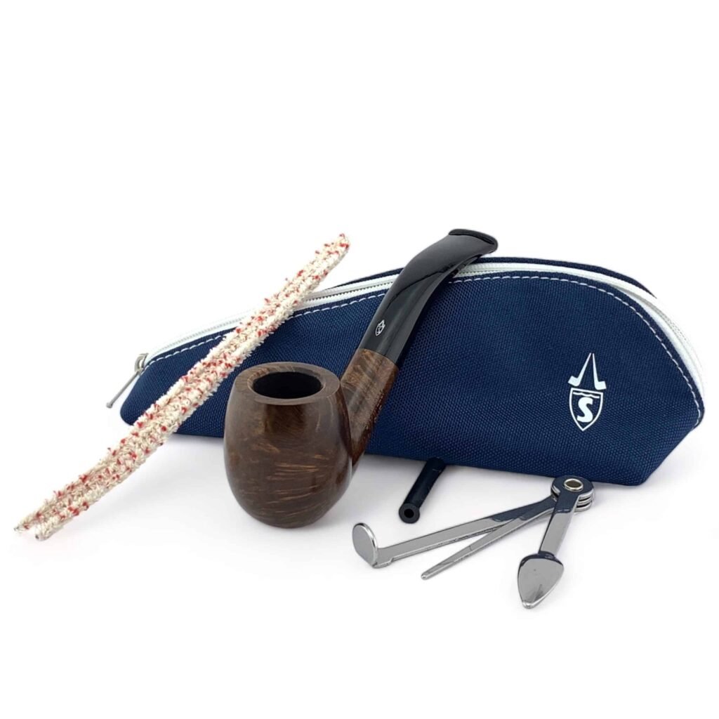 Savinelli Pipe: NEW One Starter Kit Smooth (601) (6mm) Bent Billiard Pipe