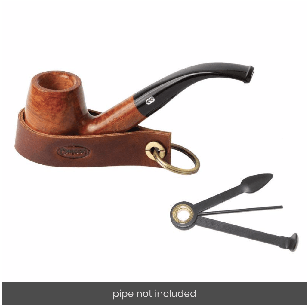 Chacom Leather One Pipe Stand with Pipe Tool Brown