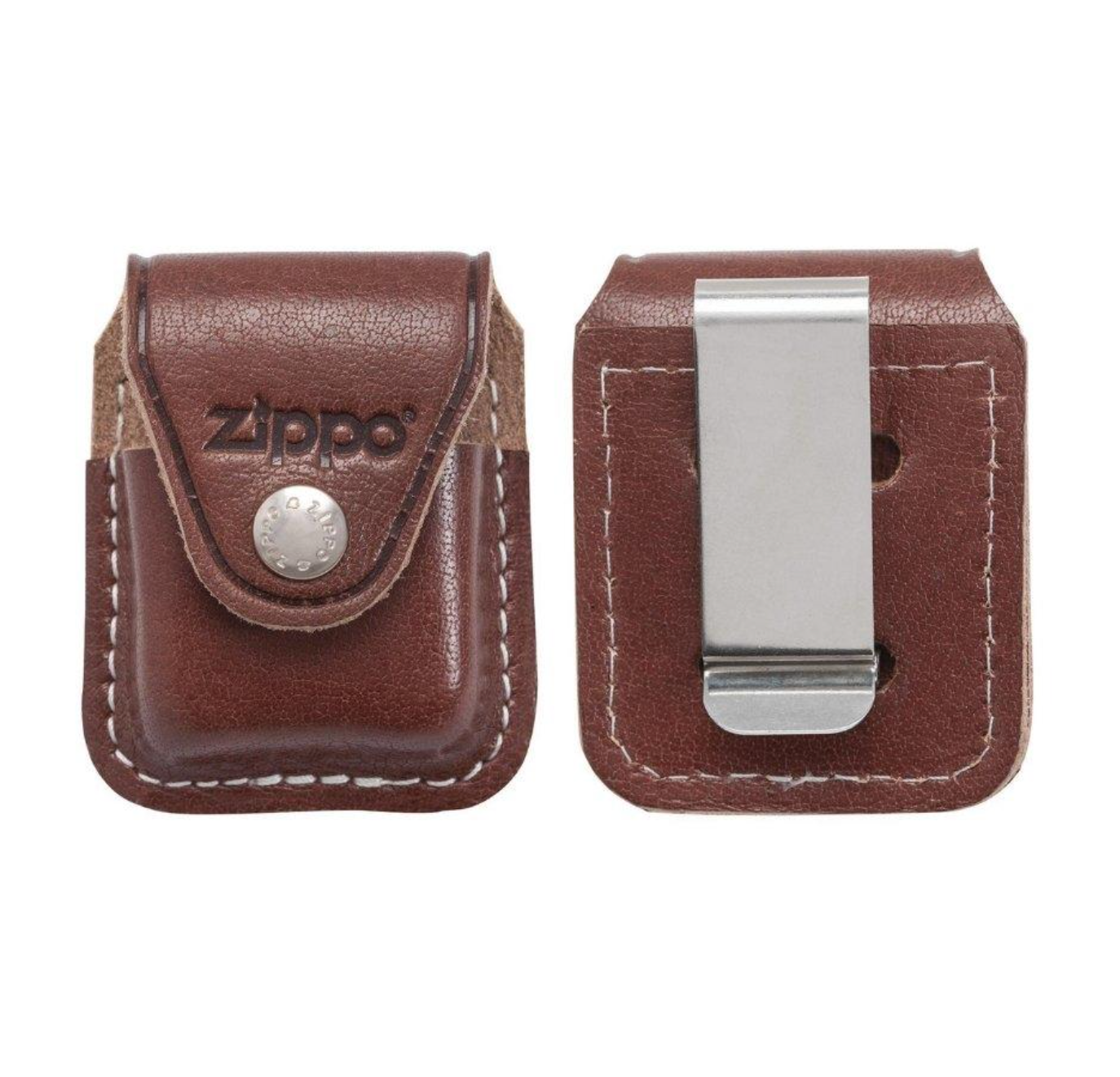 Brown Zippo Lighter Pouch Clip Genuine Leather - Image 2
