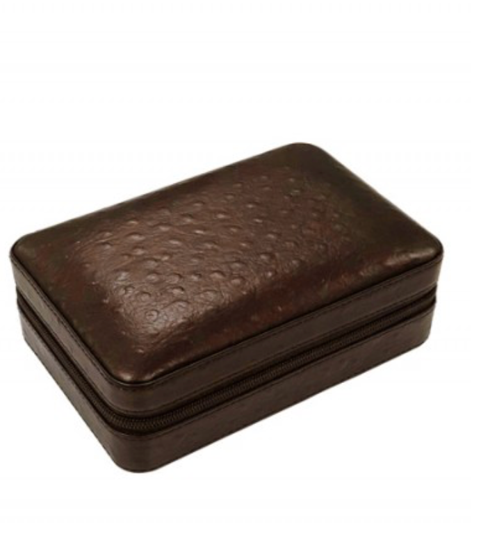 Manhattan Travel Cigar Case Humidor w/ on Board Accessories Brown Leather