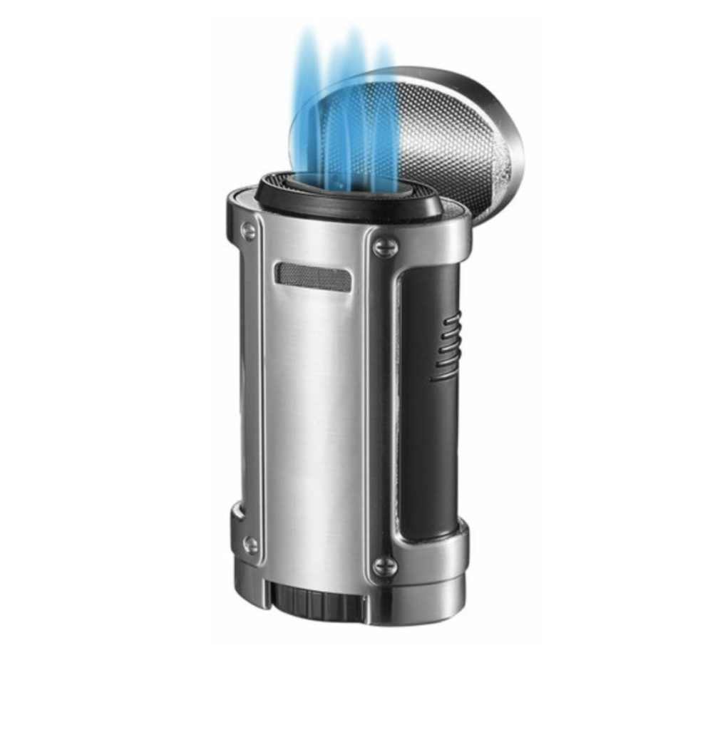 Visol Rhino Brushed Chrome Quad Torch Flame Cigar Lighter