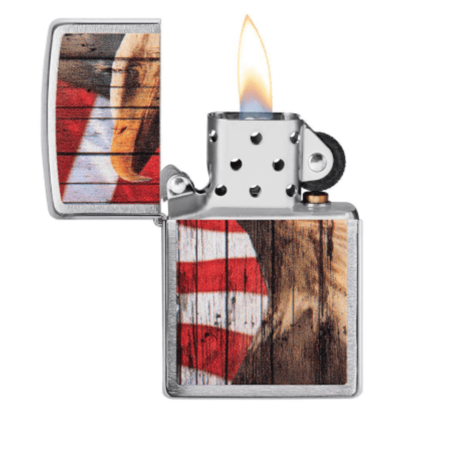 Zippo Lighter Bald Eagle And Stripes Of American Flag Brushed Chrome - Image 2
