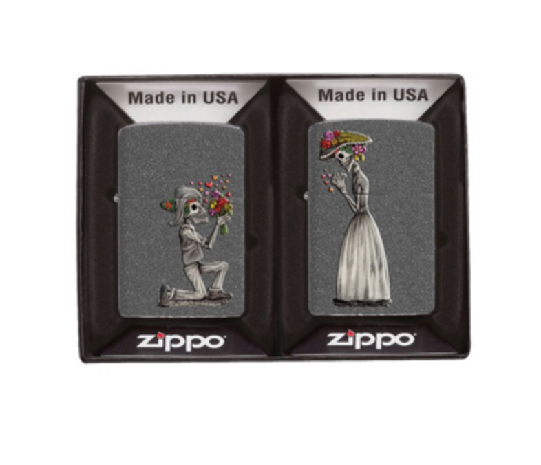 Zippo Day Of The Dead Two Lighter Gift Set Iron Stone