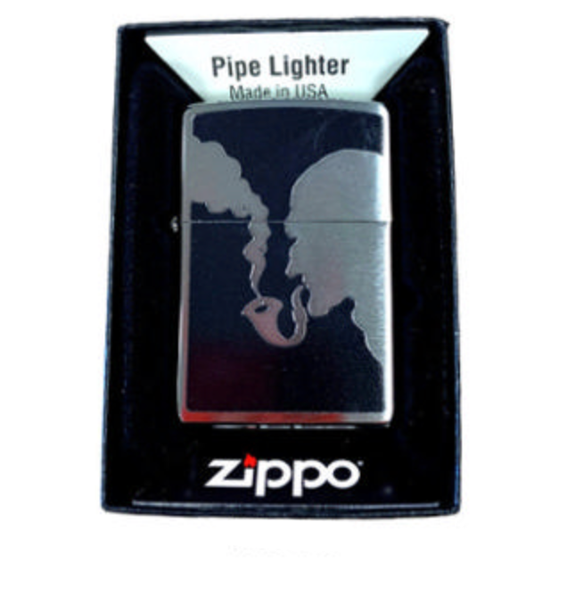Zippo Pipe Lighter Chromed Out Man Smoking