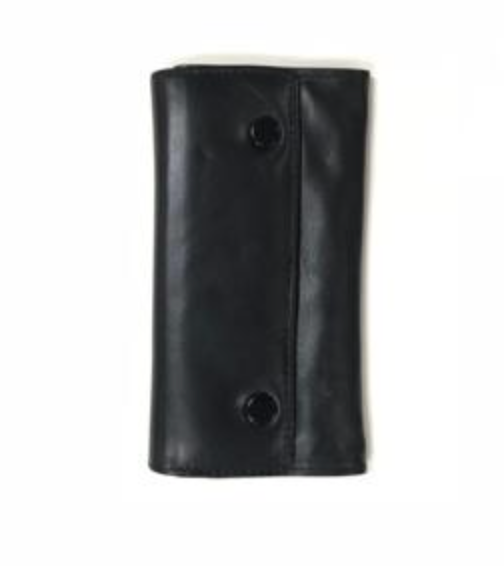 La Rocca Box Snap 5.5″ Black Leather Tobacco Pouch