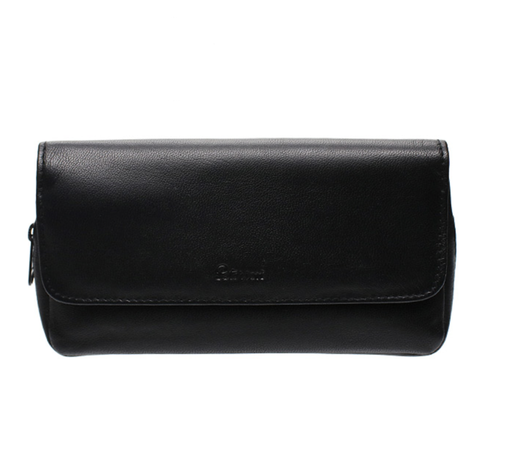 Peterson Classic 2 Pipe Combo Pouch Black Leather