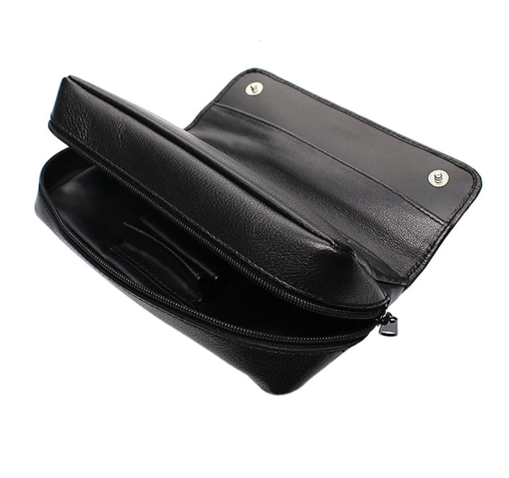 Peterson Classic 2 Pipe Combo Pouch Black Leather - Image 2