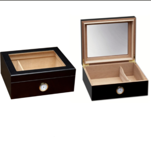 Prestige Import Group Chalet Glass Top Cigar Humidor Black Finish up to 50 Cigars