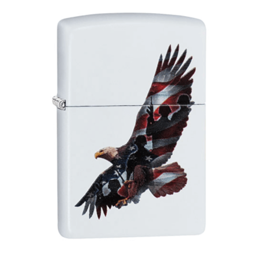 Zippo Eagle Patriotic Flag Design White Matte