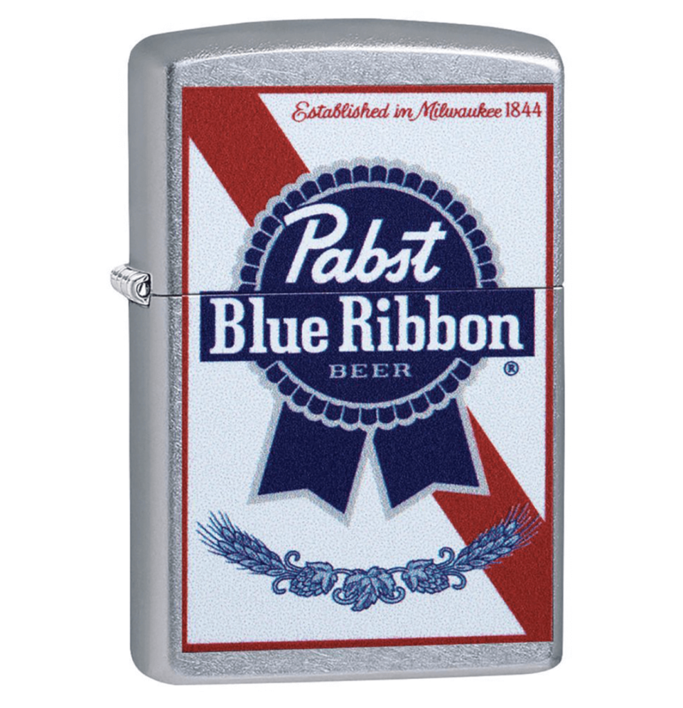 Zippo Pabst Blue Ribbon Logo White And Street Chrome