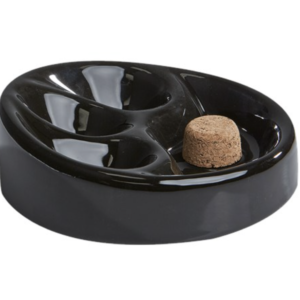 Shiny Black Ceramic Round 3 Pipe Ashtray