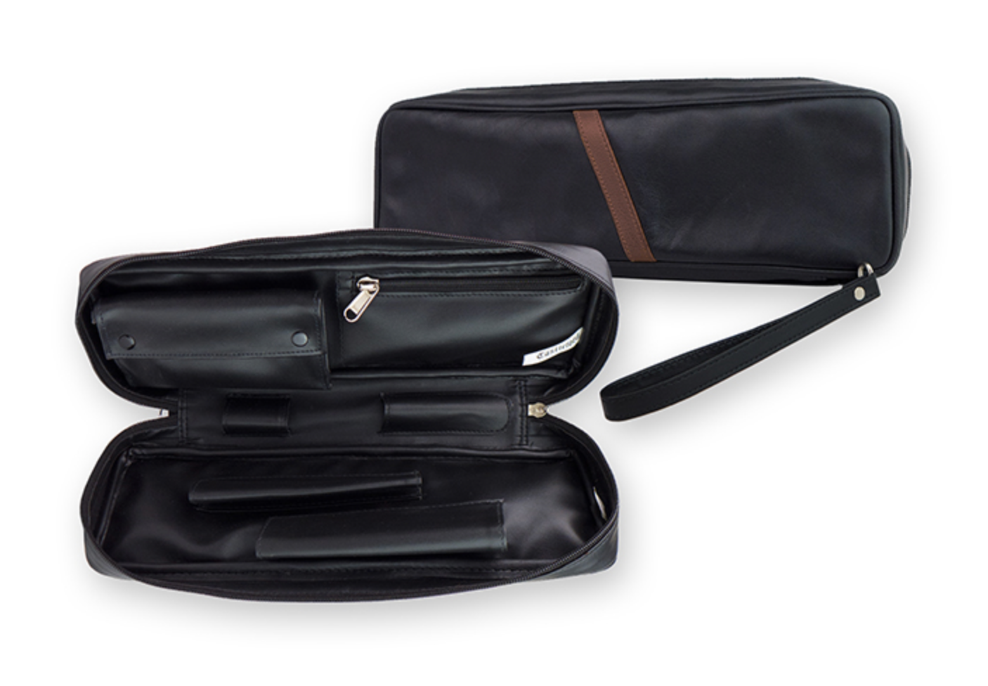 Castleford Churchwarden 2 Pipe Case and Tobacco Pouch Black Vinyl - Image 3