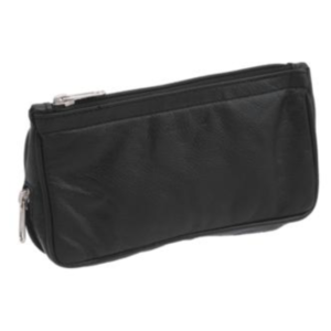 Castleford Black Soft Leather Pouch 2 Pipe Combination Tobacco & Pipe