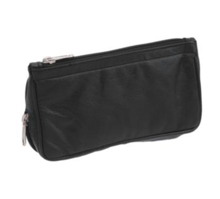 Castleford Black Soft Leather Pouch 2 Pipe Combination Tobacco & Pipe