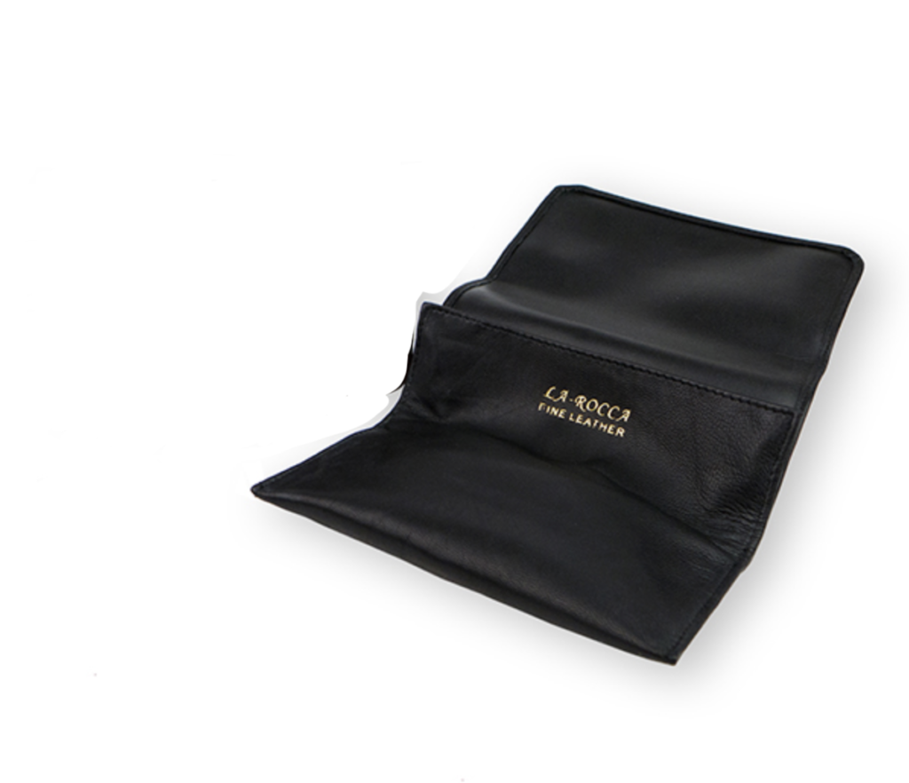 La Rocca Black 5″ Leather Roll-Up Tobacco Pouch