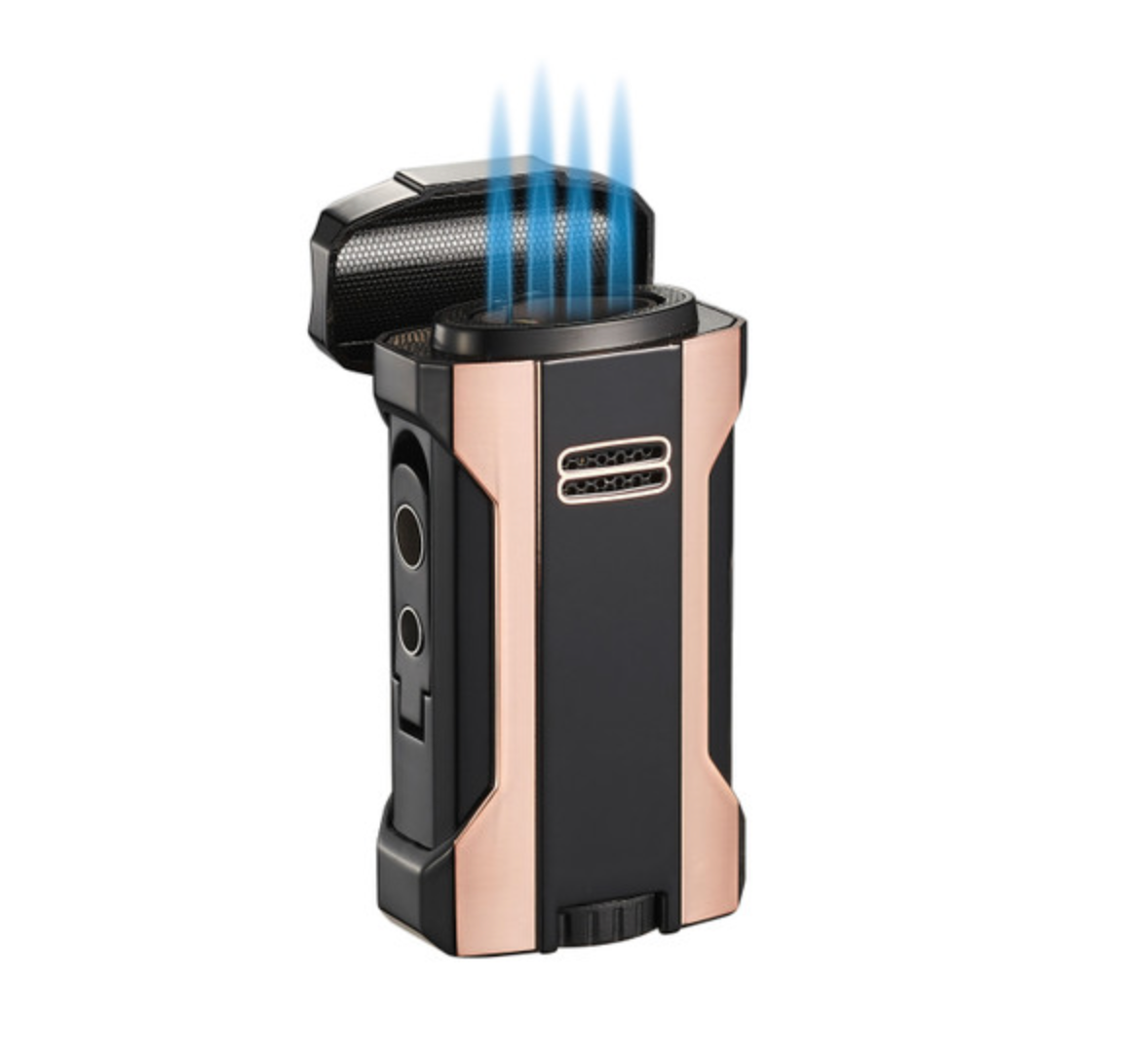 Visol Rhino 2.0 Rose Gold & Black Quad Torch Flame Cigar Lighter