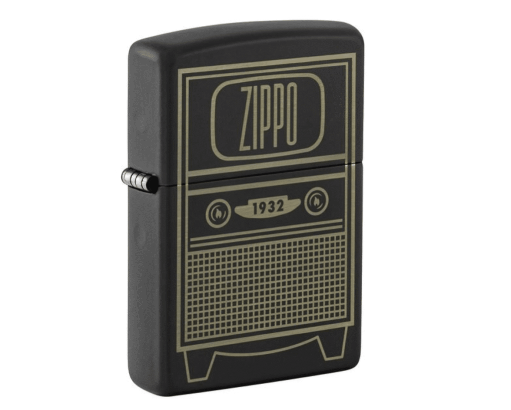 Zippo: Vintage TV Design Black Matte Pocket Lighter