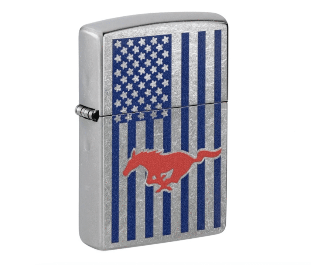 Zippo: Ford Mustang American Flag Street Chrome Pocket Lighter