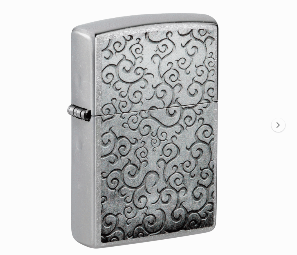 Zippo Lighter: Vines Design Street Chrome Pocket Lighter