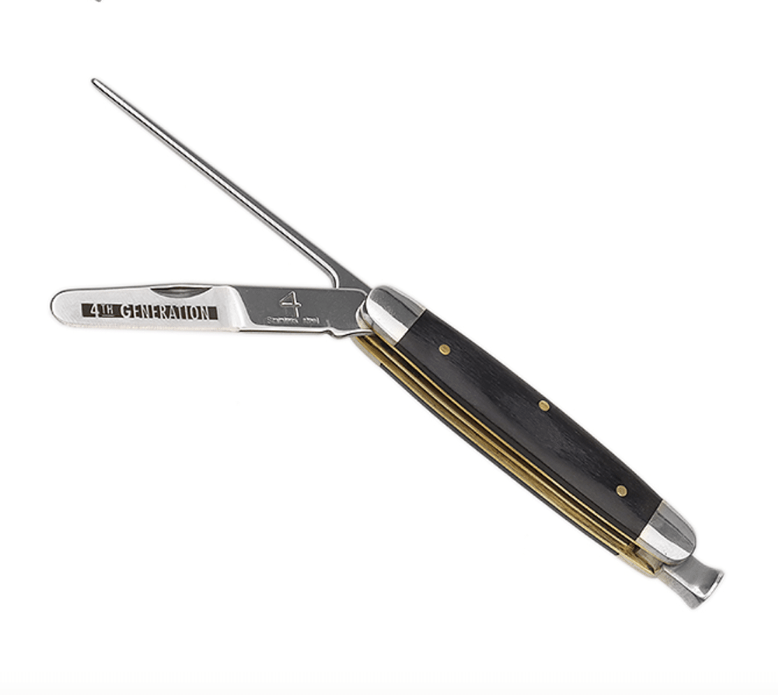 4th Generation Blackwood & Stainless Steel Pipe Knife Tool With Leather Sheath