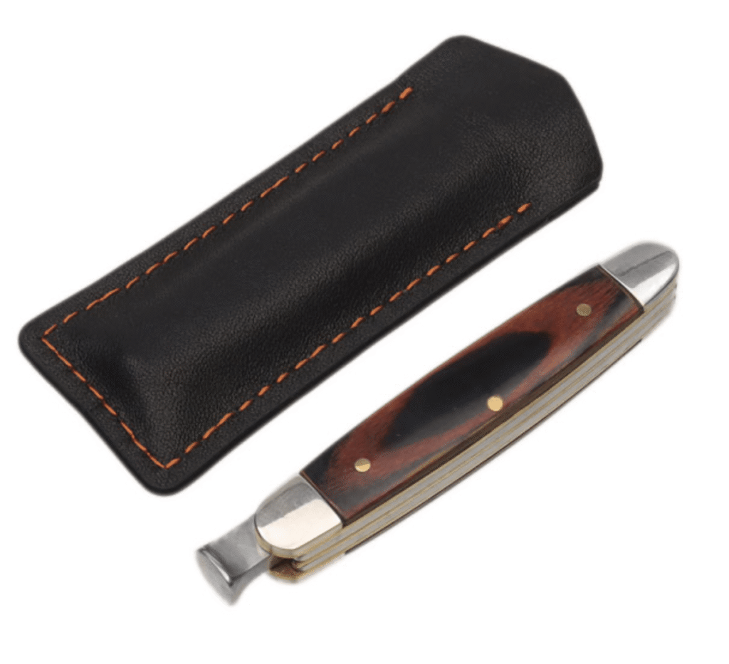 4th Generation Redwood & Stainless Steel Pipe knife Tool With Leather Sheath