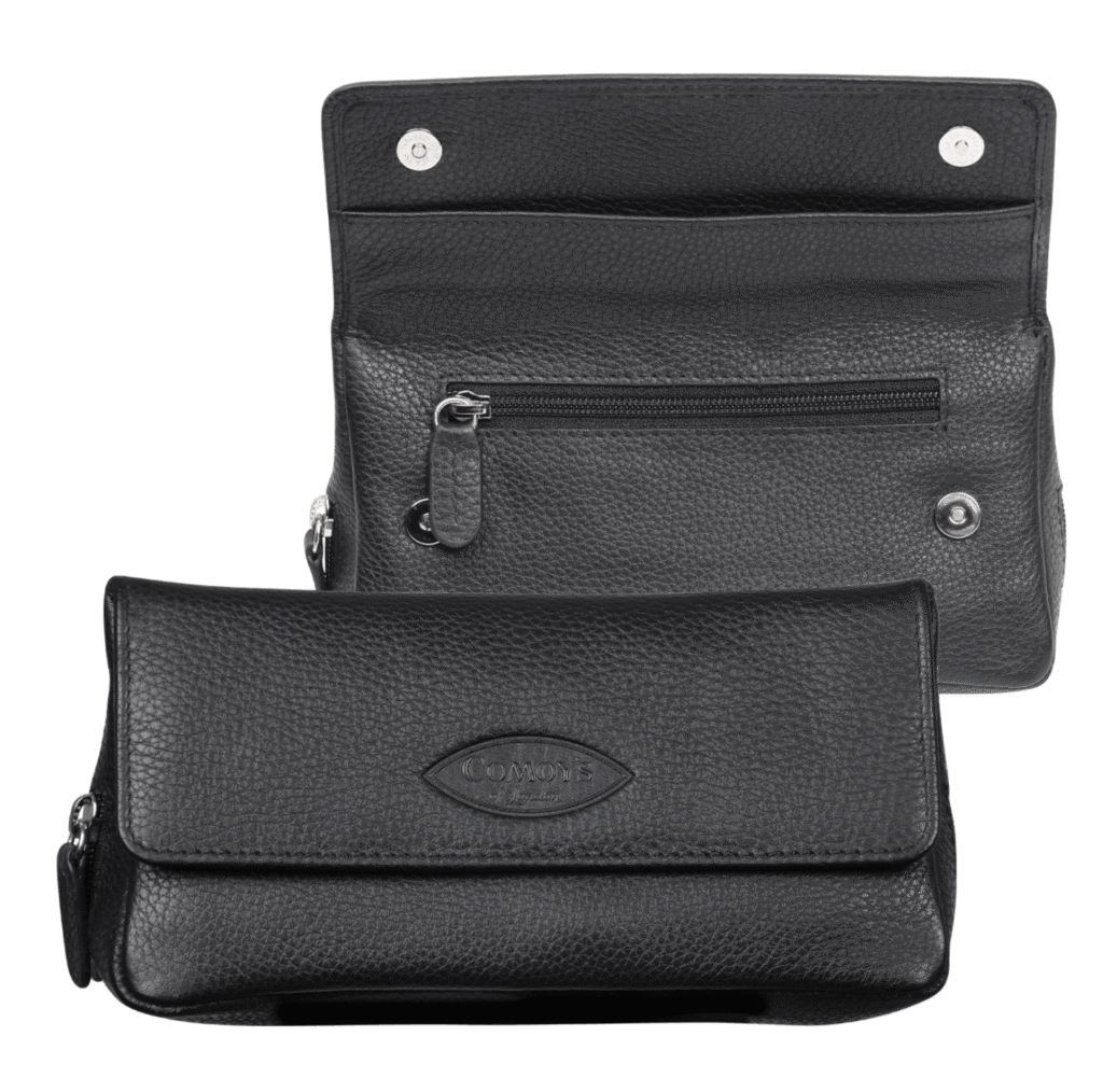 Comoys Tobacco Pouch 1 Pipe All Black Leather