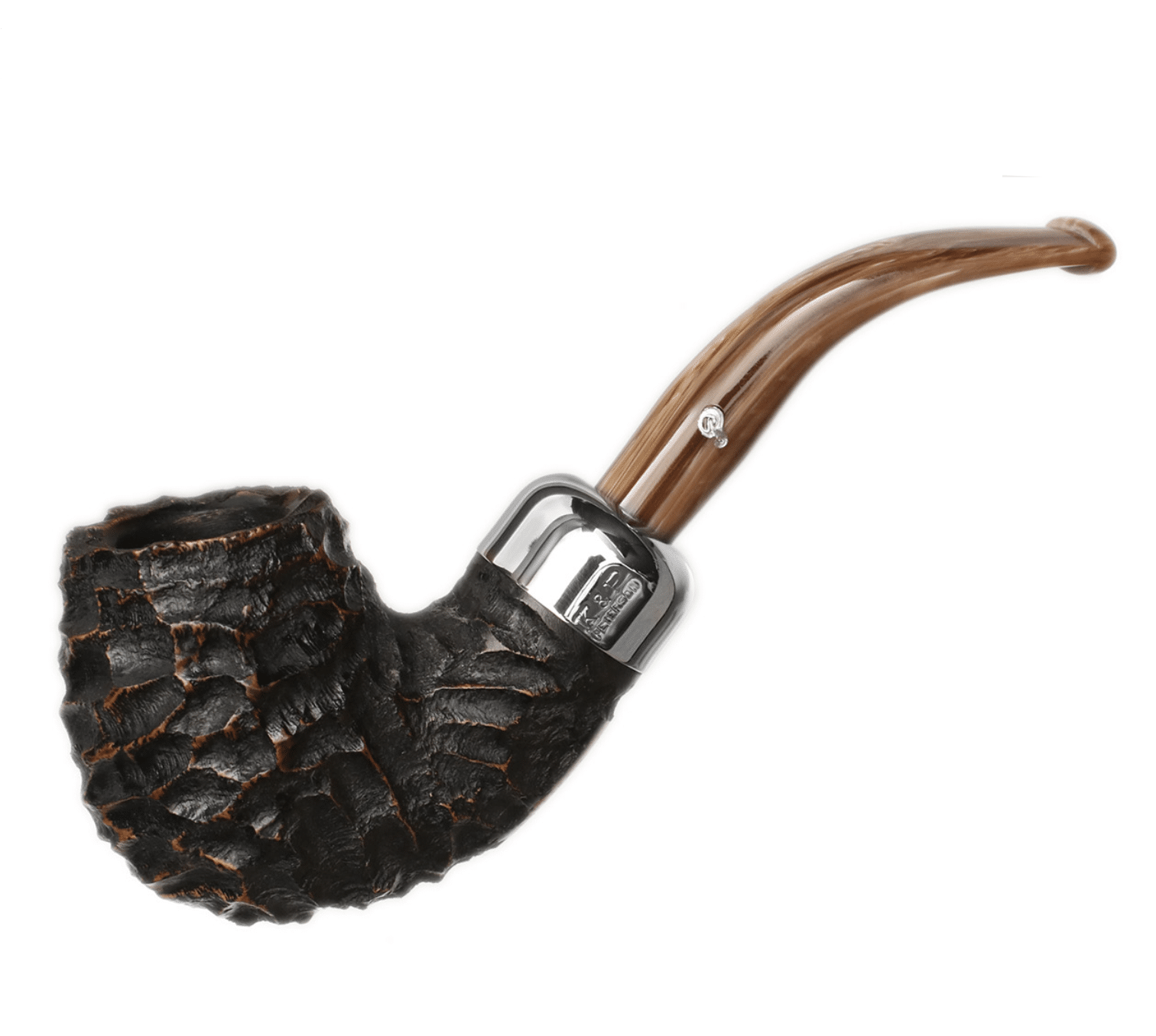 Peterson Pipe: NEW Derry Rusticated (XL90) Fishtail bent Billiard