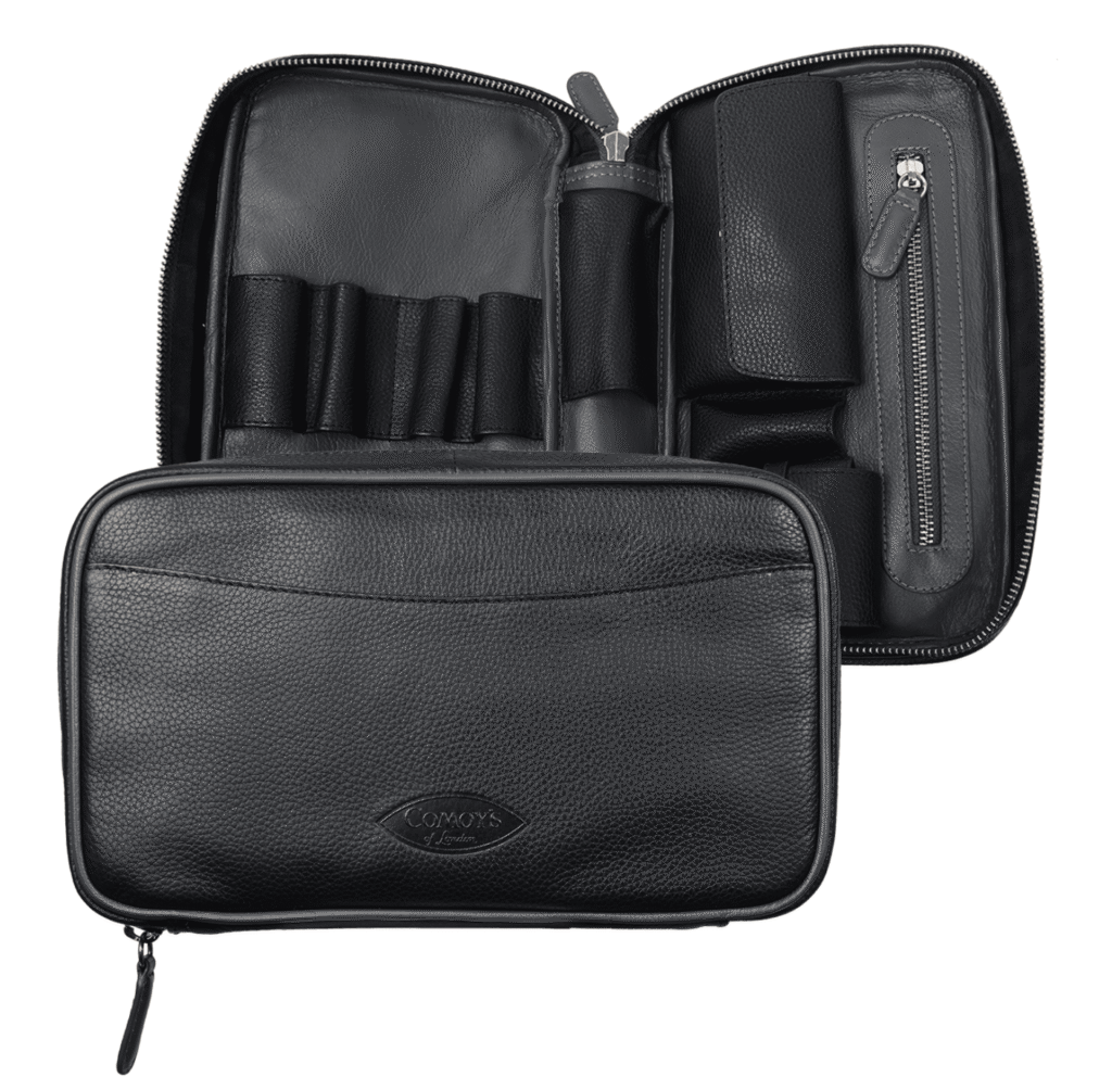 Comoys Tobacco Pouch Multi Pipe Travel Case Black & Grey