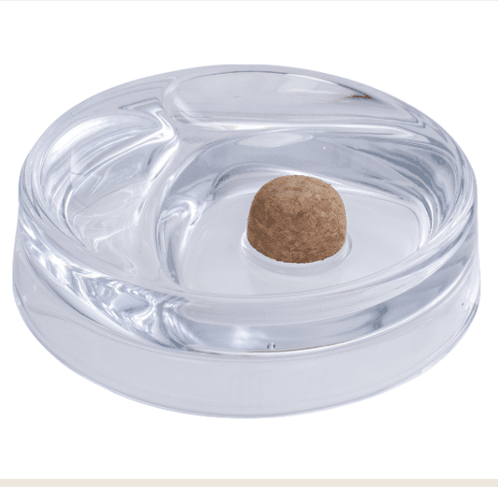 Clear Glass Round 2 Pipe Ashtray 6.5″