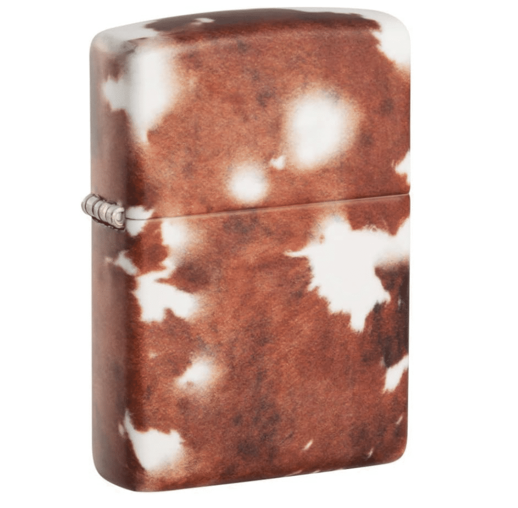 Zippo Lighter: Cow Print Design