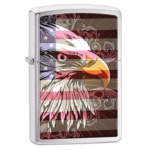 Zippo Brushed Chrome Bald Eagle And American Flag