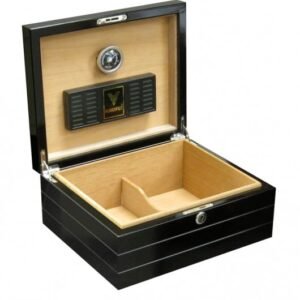Prestige: Onyx 50 Count High Gloss Black Finish Cigar Humidor